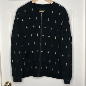 Mossimo lightweight black bomber jacket with dolf diamond pattern- XXL